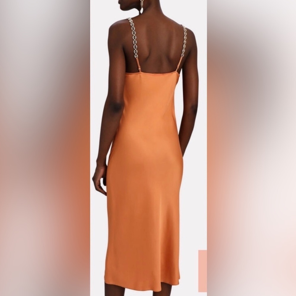 L'AGENCE Amina Cowl Neck Chain MIDI Slip Dress - Picture 4 of 10